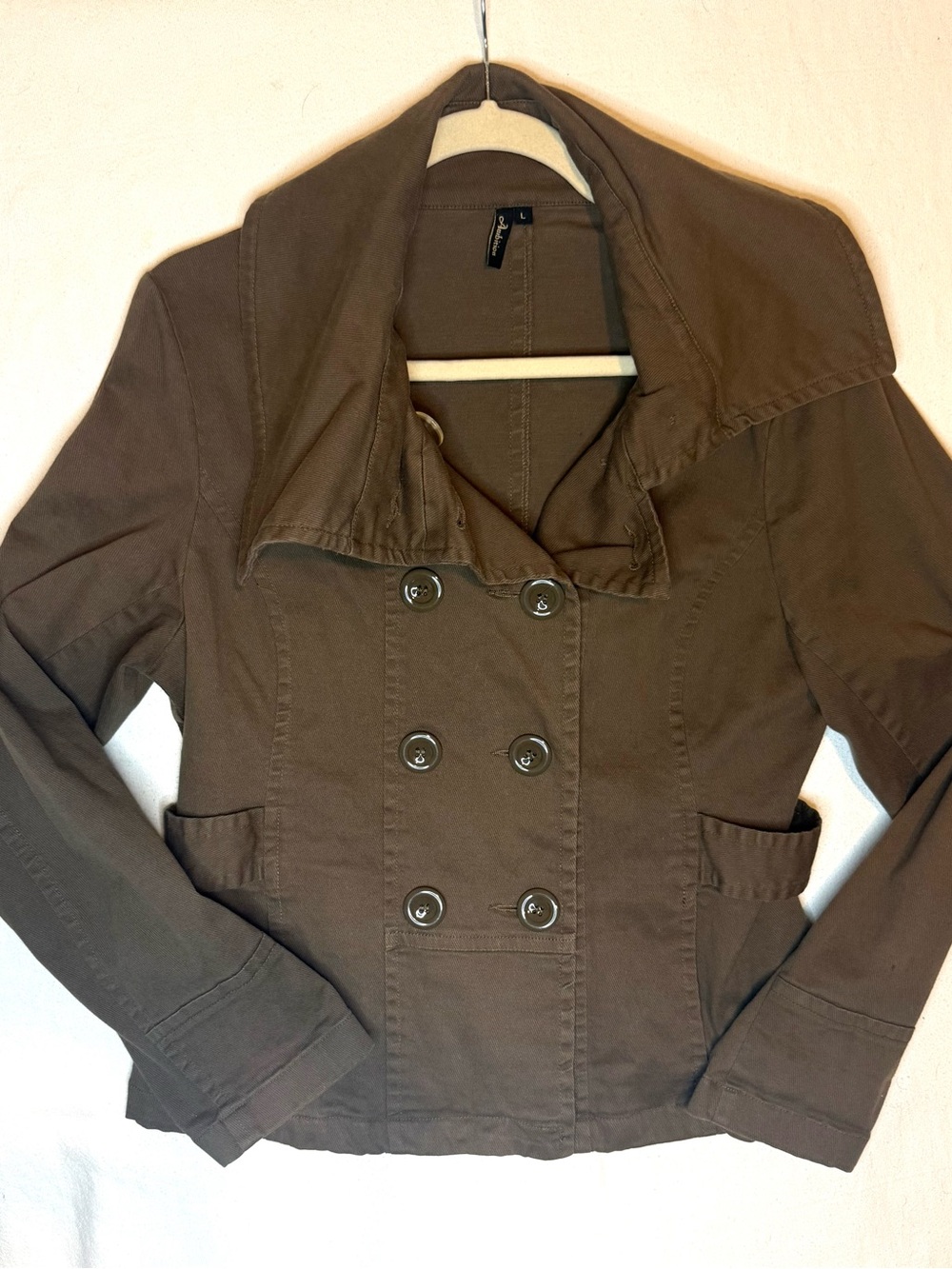 ambition Brown Double-Breasted Short Peacoat